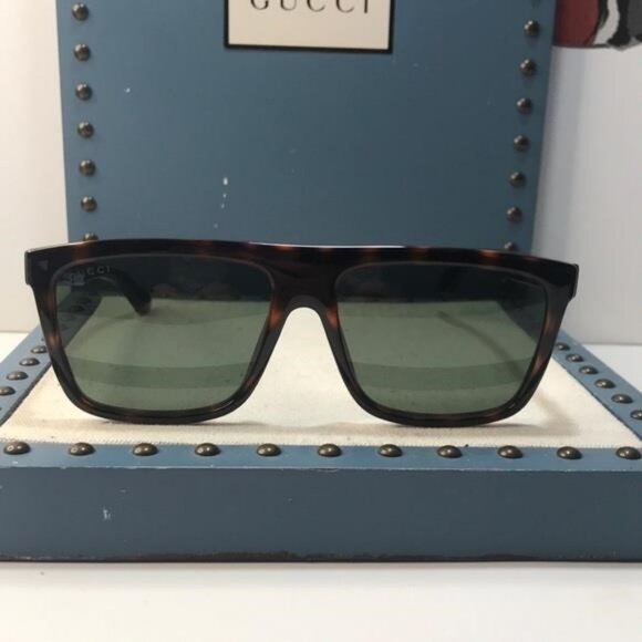 Gucci GG0748S 003 Havana/Green Rectangular Sunglasses – New Authentic ✨ - Picture 1 of 7
